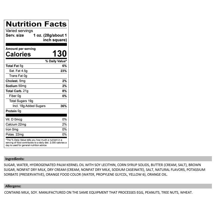 Valley Fudge & Candy - Wholesale Fudge - Orange Cream 1/2 lb. Fudge Bar2