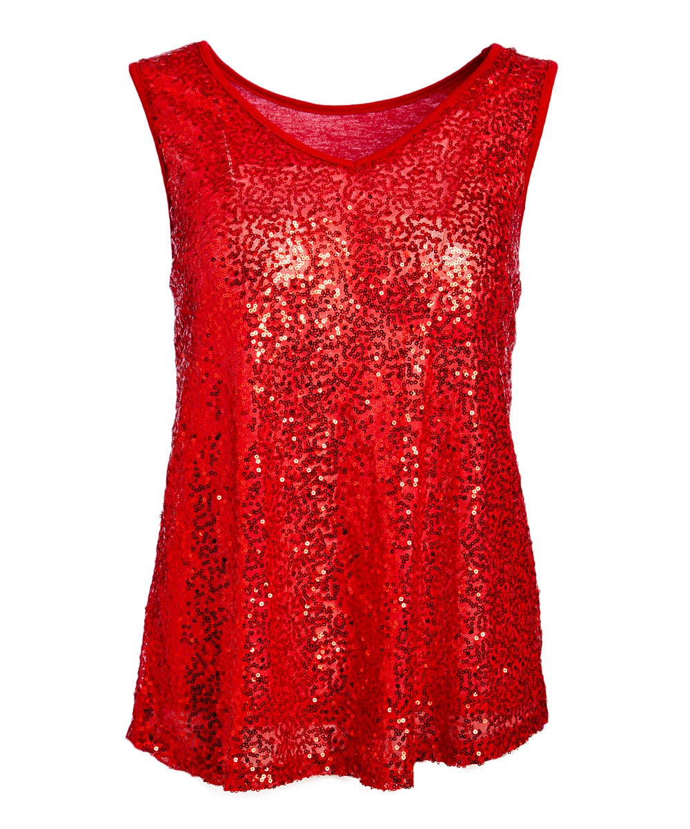 W.A.Y. --Wonderful And Young - Wholesale Tank Top - Women's - Shimmery Sequin V Neck Top Tank1