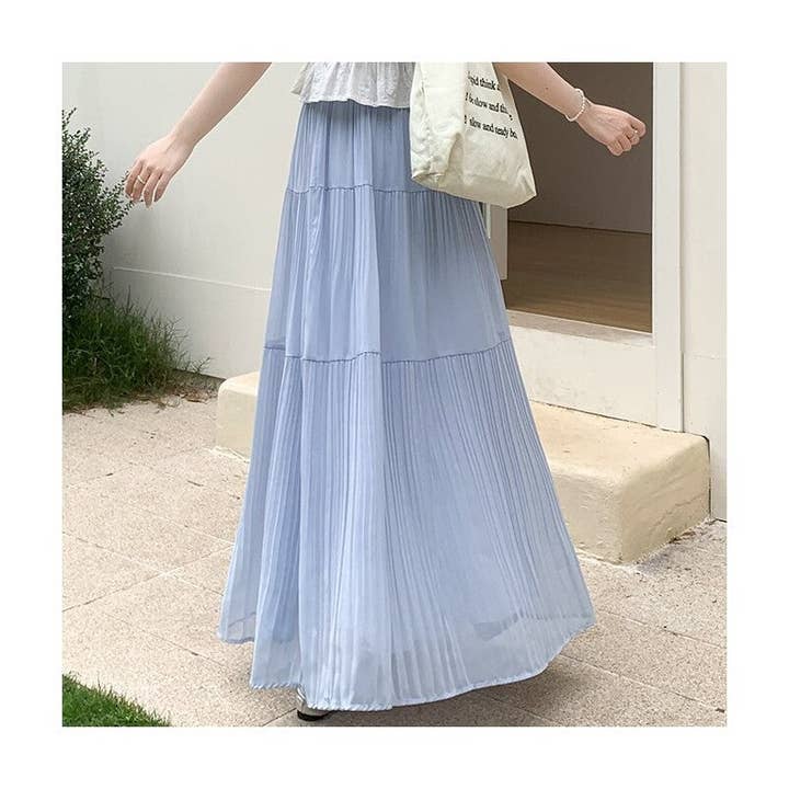 Sheer Trend - Wholesale Skirt - Women's - Tall High Waist A-Line Pleated Skirt3