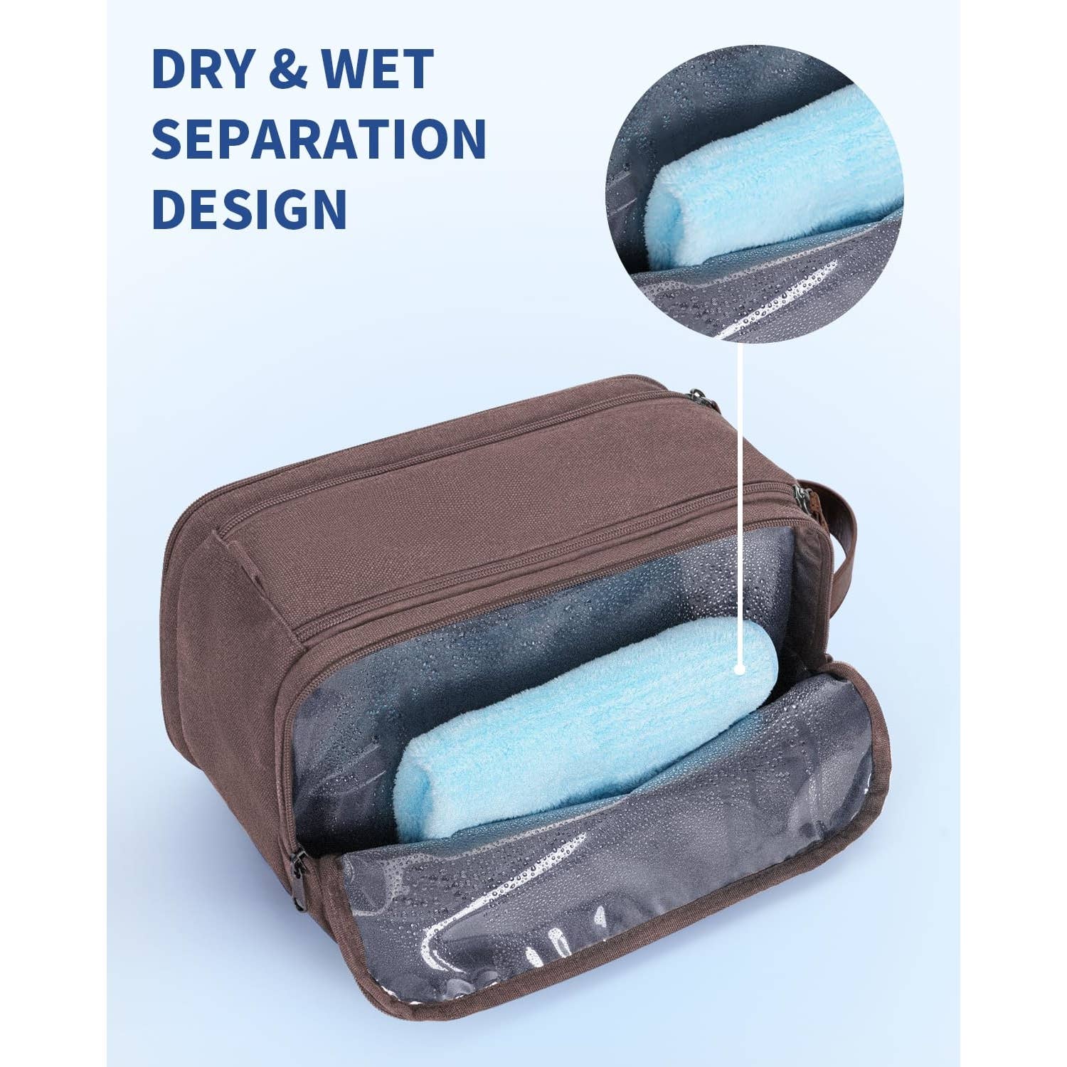 wandf – Engroshandel Toilettaske - Unisex – Canvas & læder Dopp Kit rejse vandafvisende barbertaske11