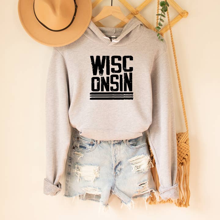 Wisc-onSin, sweat-shirt à capuche pour femme, Wisconsin pour la vente par Autumn Rose Co.