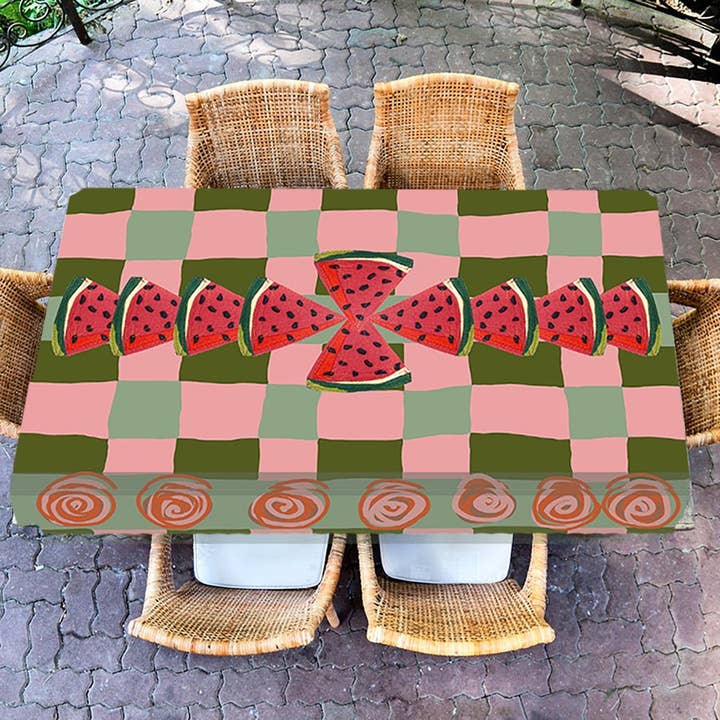 Watermelon Love Square Summer-themed Tablecloth 36" for wholesale by QuirkyDigs