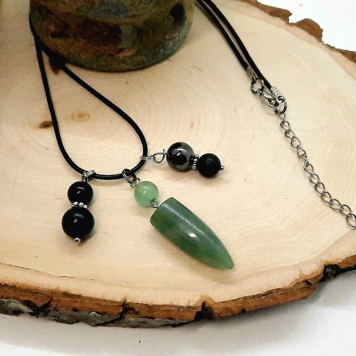 Secret Synergy Stones - Vendita all'ingrosso Collana con ciondolo/pendaglio - Collana con Pendente a Proiettile per Protezione Empatica EMF 5G Protezione Energia Guaritrice: Shungite Ematite Tormalina Nera1