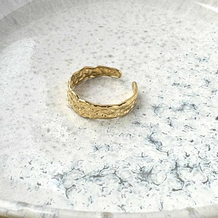 Tarnish Resistant Organic Band Open Ring for wholesale by Flax Barn