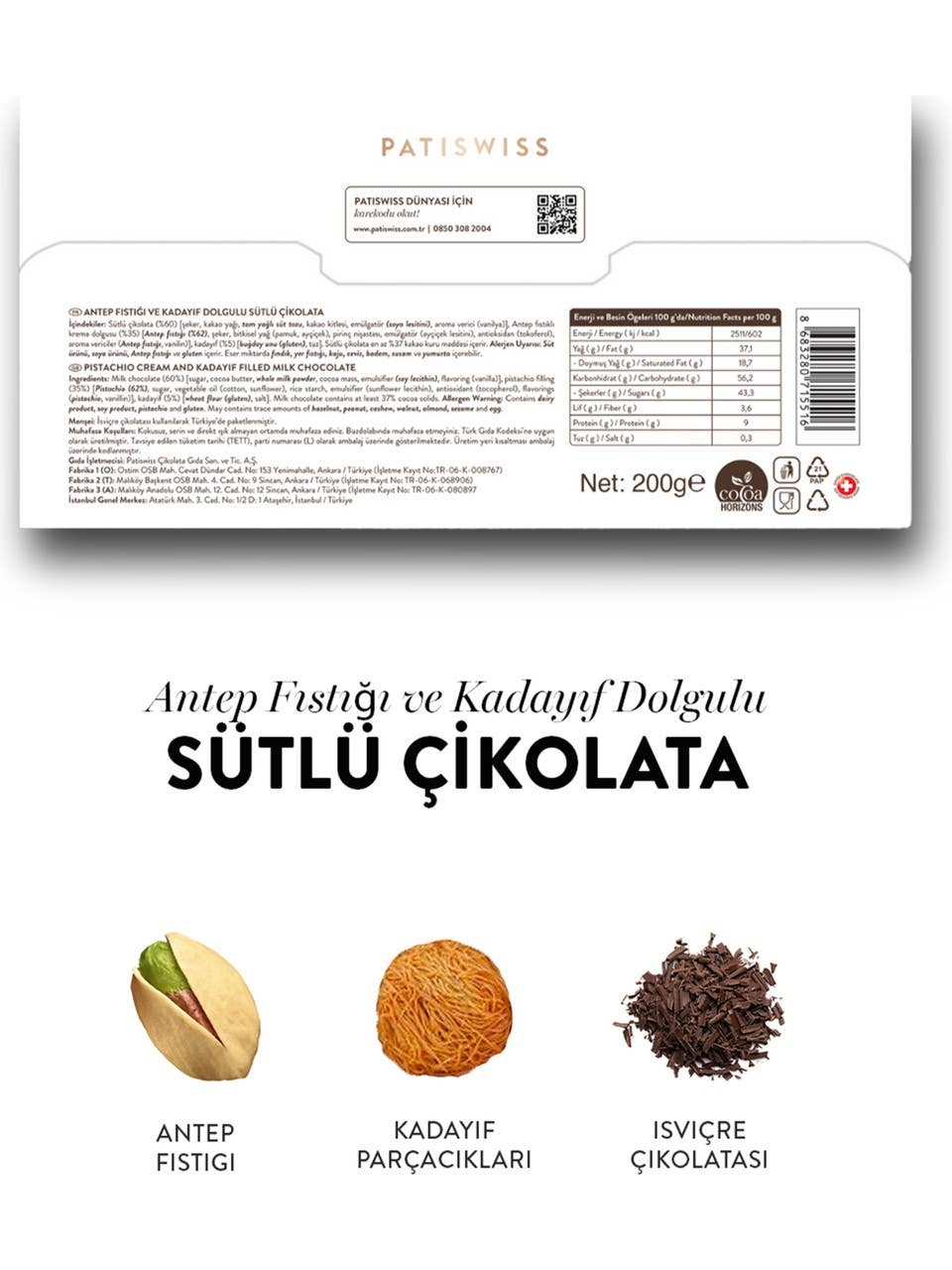 Pistest - Venta al por mayor Chocolate - Chocolate de Dubái con pistachos y kadayif 200g5
