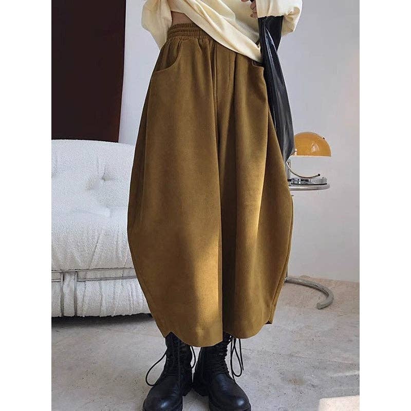 Sheer Trend - Wholesale Pants - Women's - Harem Pants Wide Leg Elasticity Solid Color Split-Joint Pants Trousers1