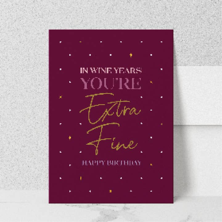 In Weinjahren bist du extra fein (Geburtstagskarte) für den Großhandel von Clara Paperie Co.