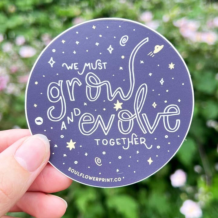 Vinyl Sticker | Grow & Evolve Together for wholesale by Cornflower Print Co.