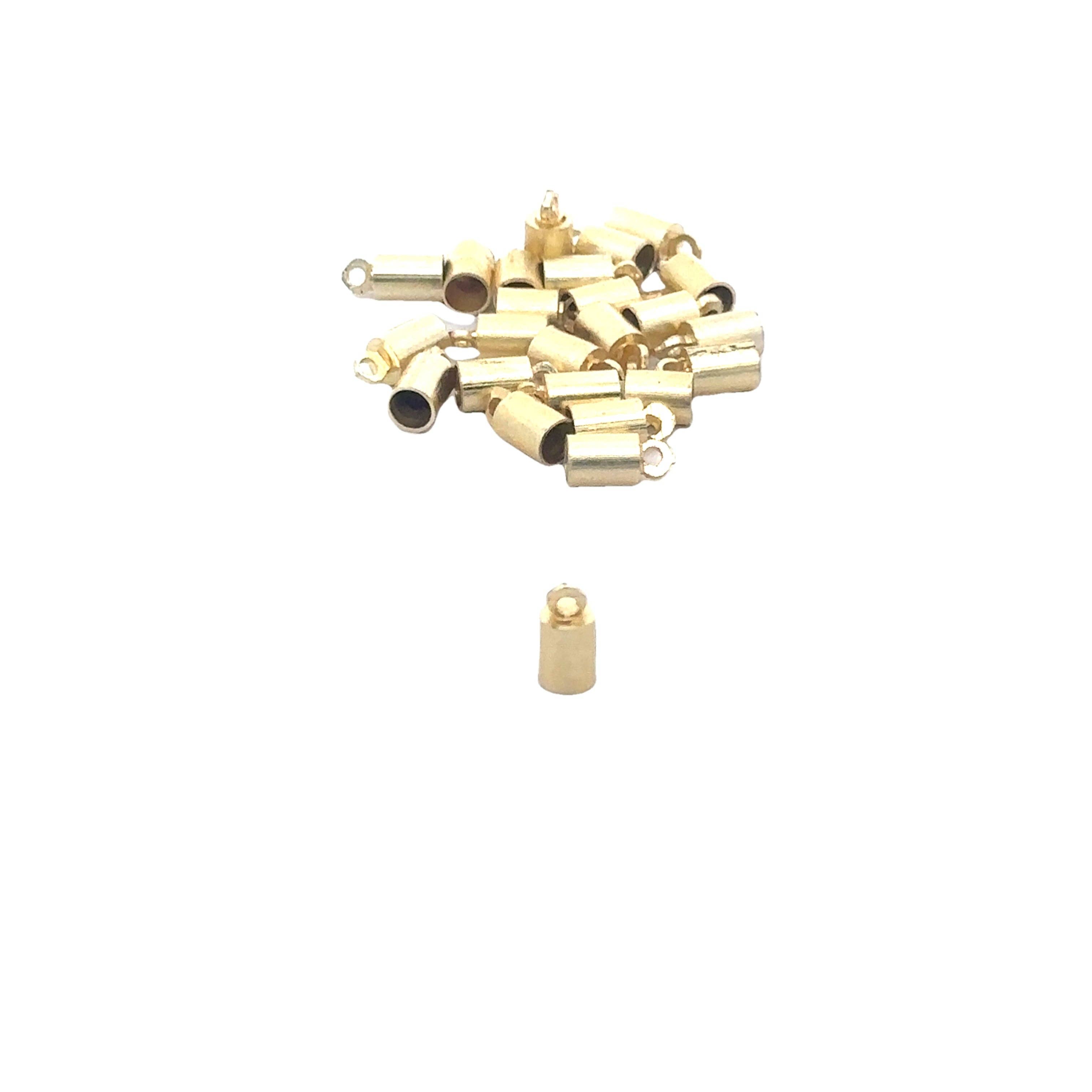 Purity Beads – wholesale Craft supplies – End Caps, Gold & Copper plated brass, barrel glue-in cord ends for leather  Kumihimo braids Available Two Size 6X6mAnd 10mX5m1