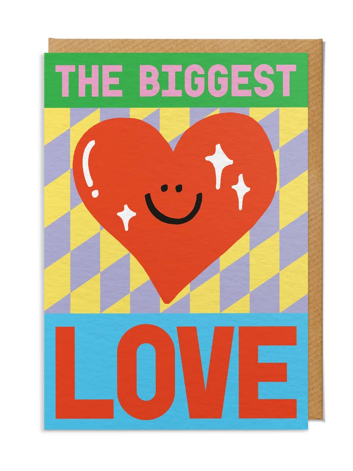 Everyday/Anniversary Card — "The Biggest Love" Smiling Heart for wholesale by SANDERS DE ROEPER
