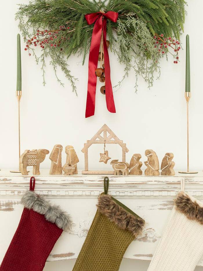 Hand-Carved Mango Wood Nativity | 10 pieces for wholesale by Mercy House Global