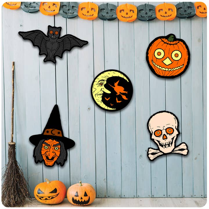 Ryan Dowell Art – Engroshandel Cutouts – Retro inspireret klassisk Halloween Cutout sæt af 51