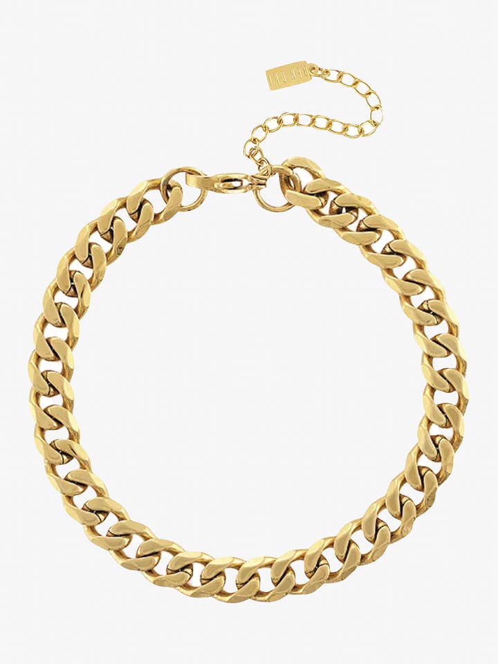 Bracelet de cheville à chaîne gourmette en or audacieux pour la vente par Ben Oni Jewelry