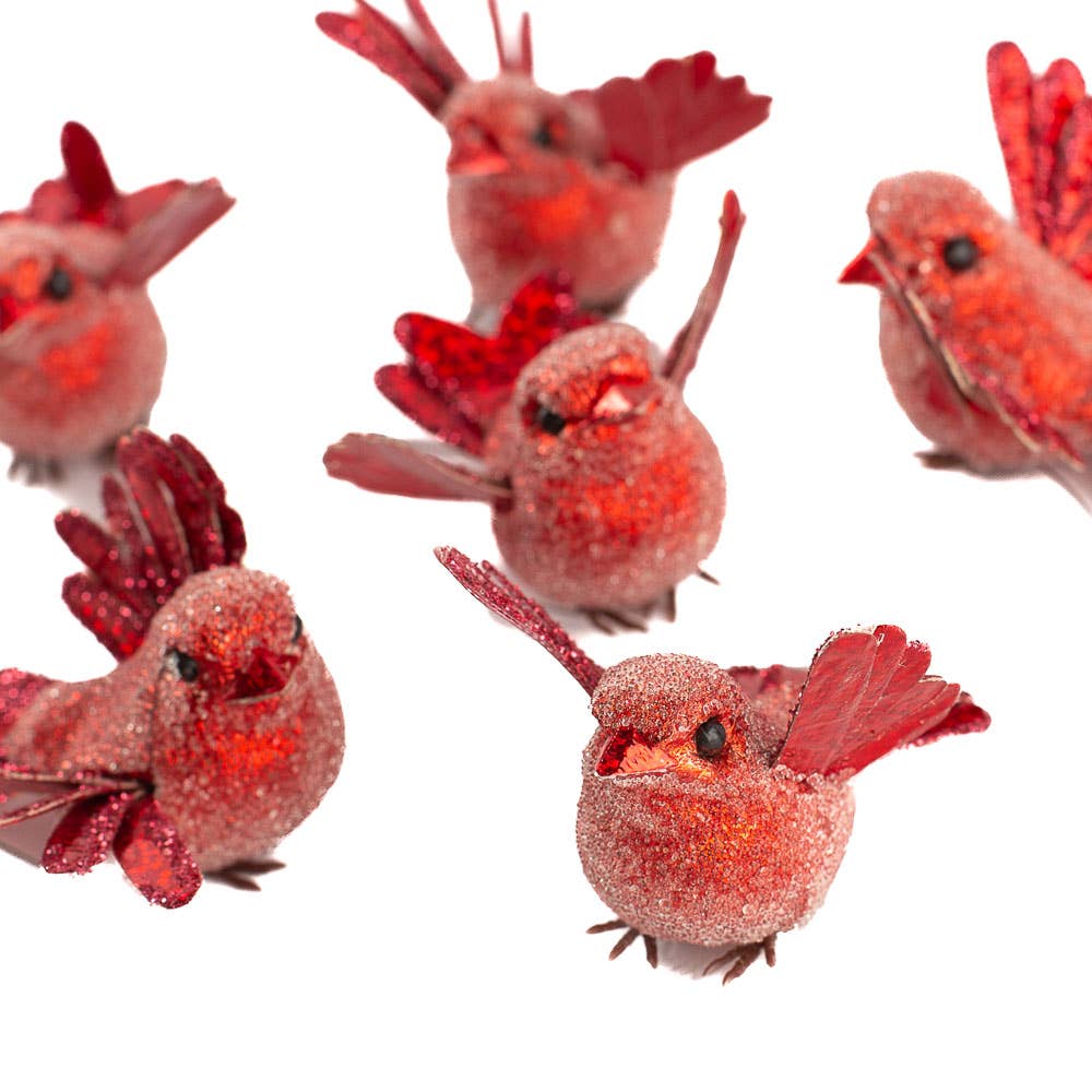 Factory Direct Craft - Wholesale Artificial Flowers - 4" Shimmering Flying Red Birds (Pack of 12 Birds)3