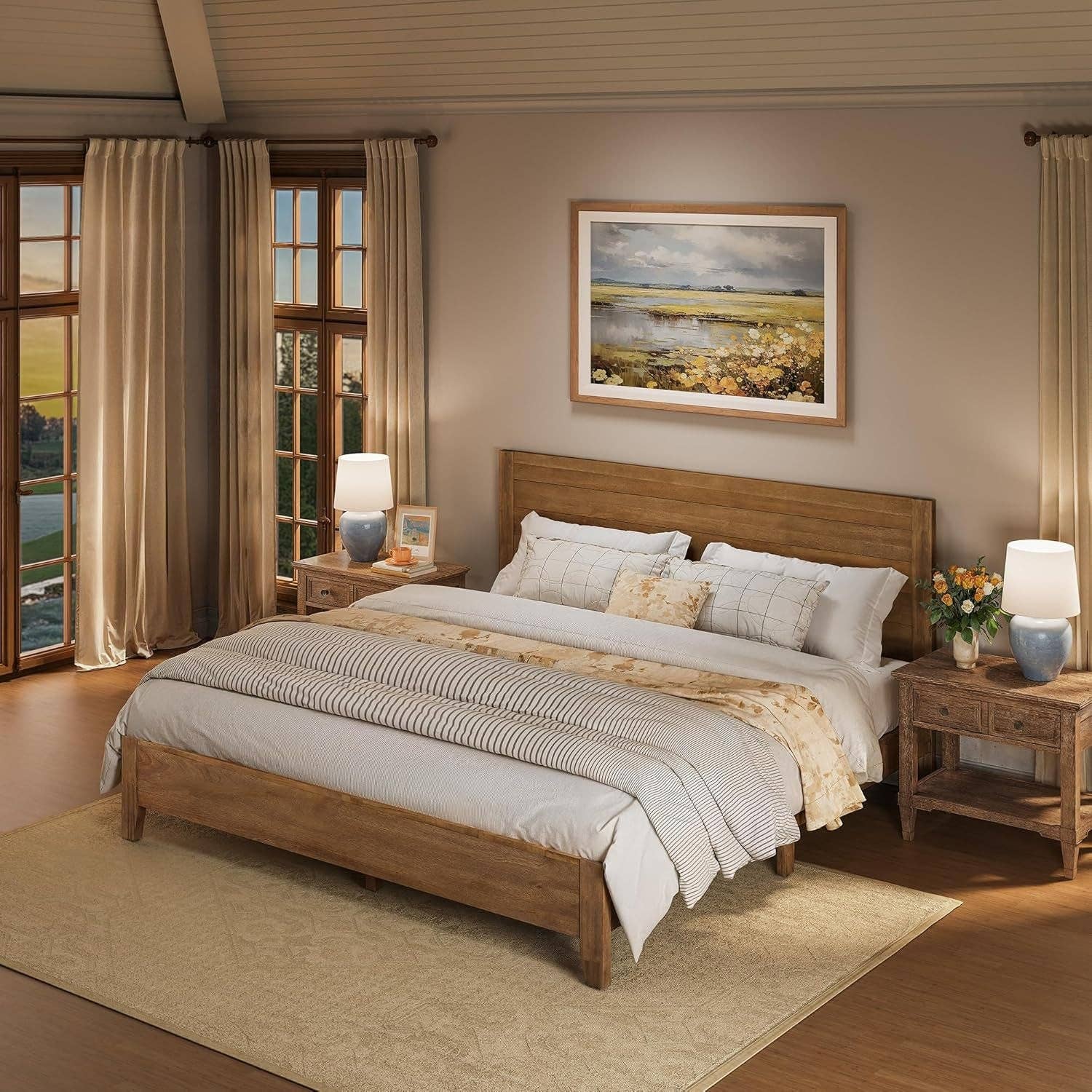 ShipItFurniture - Wholesale Bed - King Size Acacia Wood Platform Bed Frame With Headboard6