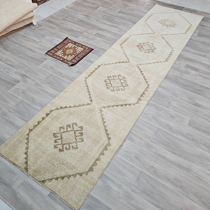 MesopotamiaRugs - Wholesale Runner rug - Vintage Turkish Oushak Runner: Hand Knotted Wool, Earth Tone (3.10x12.60 feet)2