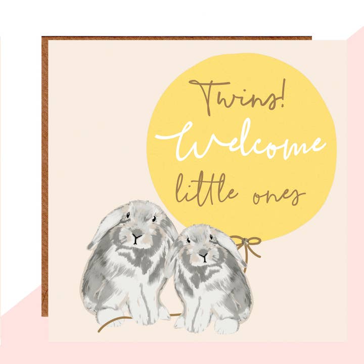 Carte Welcome Twins Bunny pour la vente par Lottie Simpson