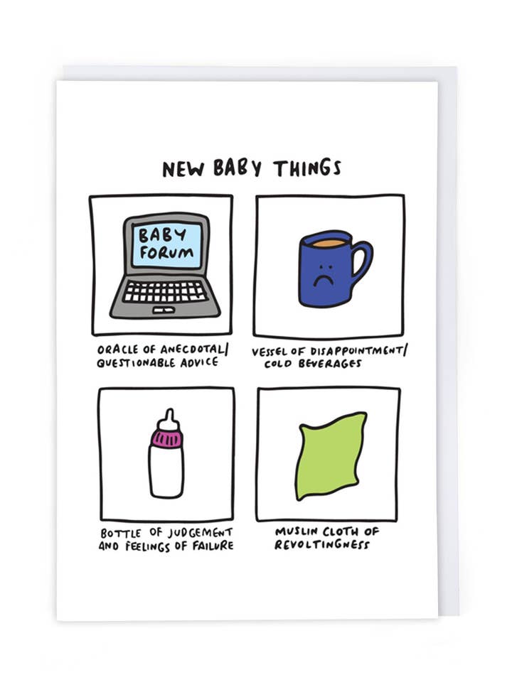 Baby Things Greeting Card for wholesale by Cath Tate Cards