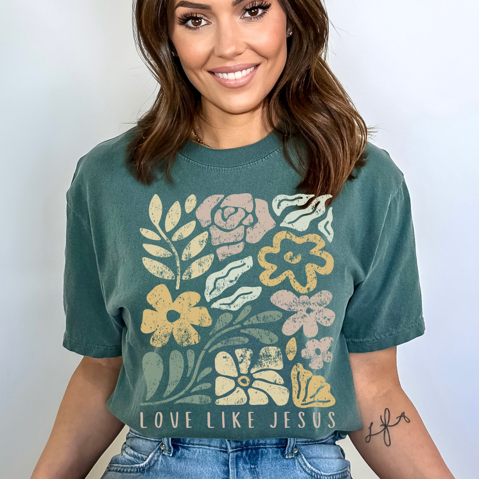 Scripted Pearl - Wholesale Screen Printed T-Shirt - Women's - Love Like Jesus Comfort Colors Christian Graphic T Shirt3