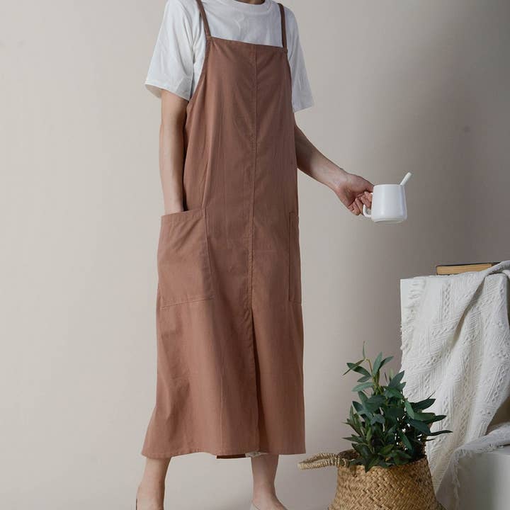 ACCITY - Wholesale Apron - Adjustable cotton linen apron with pockets_CWMM32912