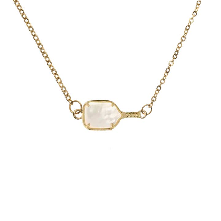 Born to Rally - Wholesale Pendant/Charm Necklace - Pickleball Mother of Pearl Connector Necklace- Pick Color4