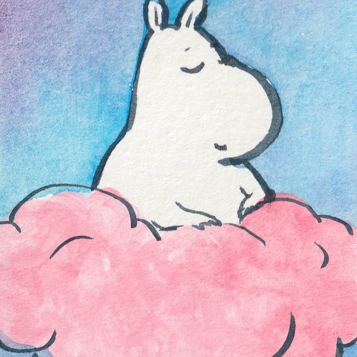 Rebekah Evans Art - Wholesale Art Print - Mini Print - "Moomin on a Cloud" - 3x4"