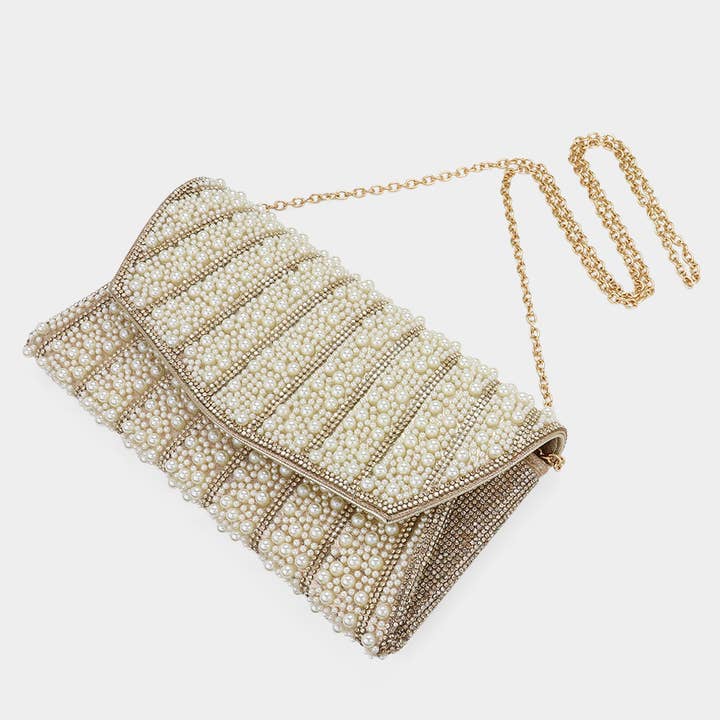 Sensibling Corp. - Vendita all'ingrosso Pochette - Donna - Pochette da sera con patta decorata con pietre di perle