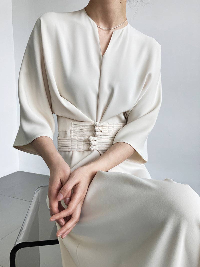 Marayn - Vente Robe – femme - 2025 NOUVELLE Robe Noeud Élégante Moderne Chic Touche Chinoise69