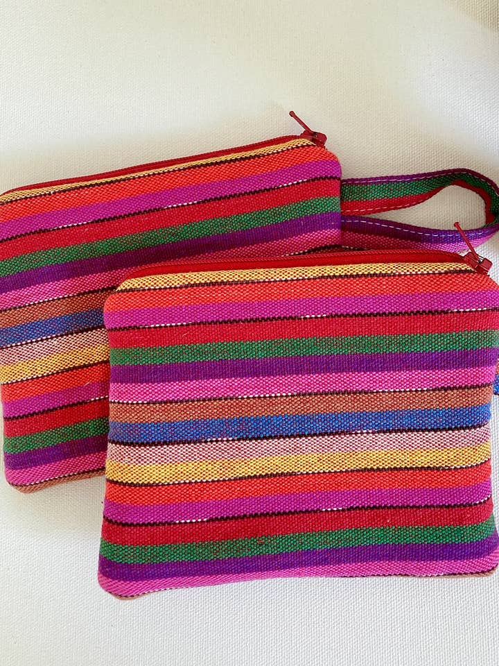 Boho Red Woven SMALL ZIPPER BAG Coin Purse STORAGE for wholesale by edeenut