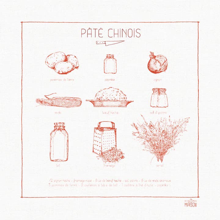 Pano de Cozinha com Desenho à Mão de Shepherd's Pie por atacado de Petits Mots