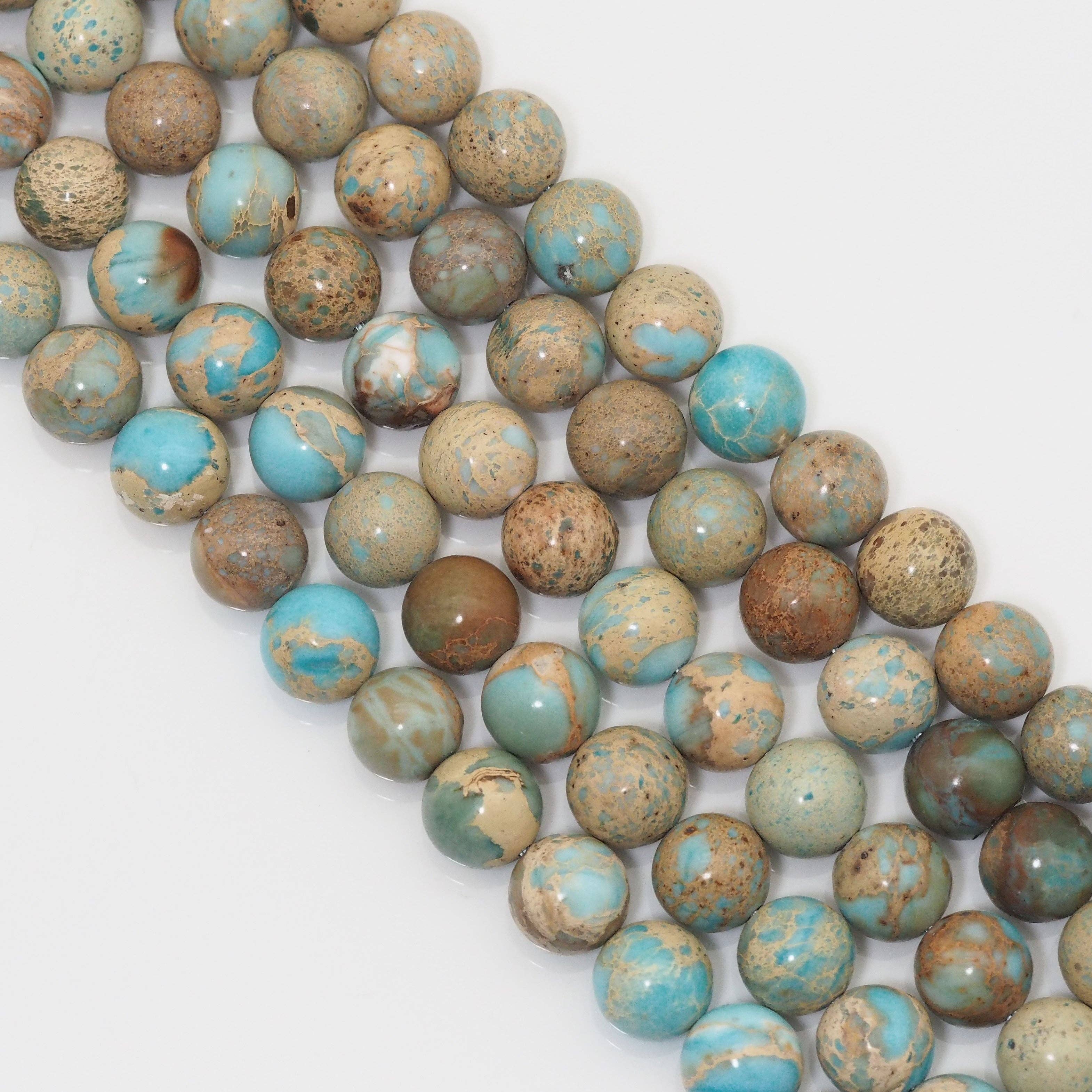 BestBeads&Beyond - Vendita all'ingrosso Perline - Diaspro imperiale blu naturale, perline lisce rotonde da 10 mm, Sku #U16052
