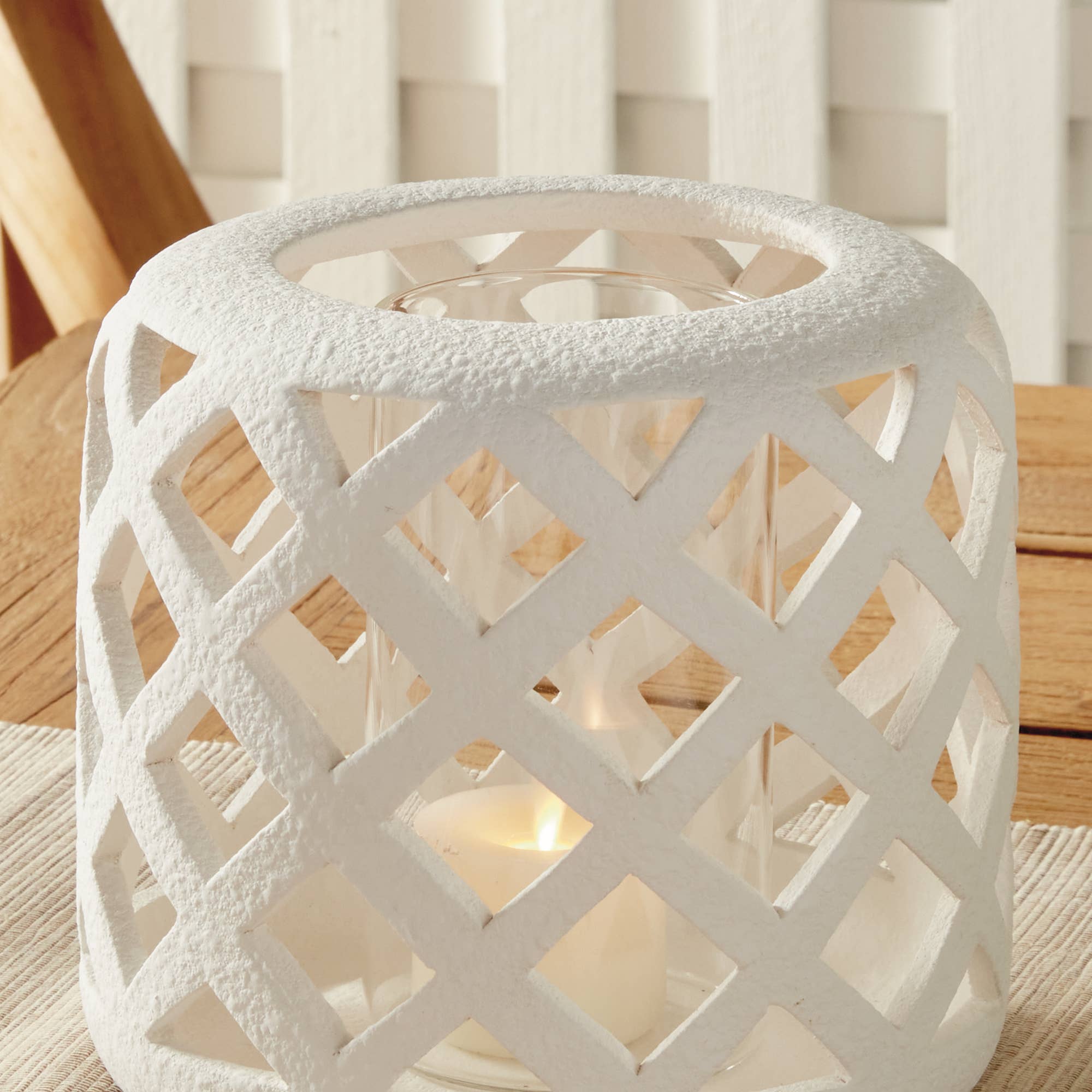 Napa Home & Garden - Wholesale Candle Holder - Lucca Hurricane Small, White3