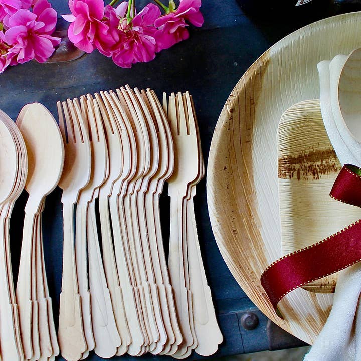 Eco Elegant Table Ware - Wholesale Assorted Cutlery Set - Disposble Wooden Cutlery Set From Birch Wood Compostable And Biodegradable1