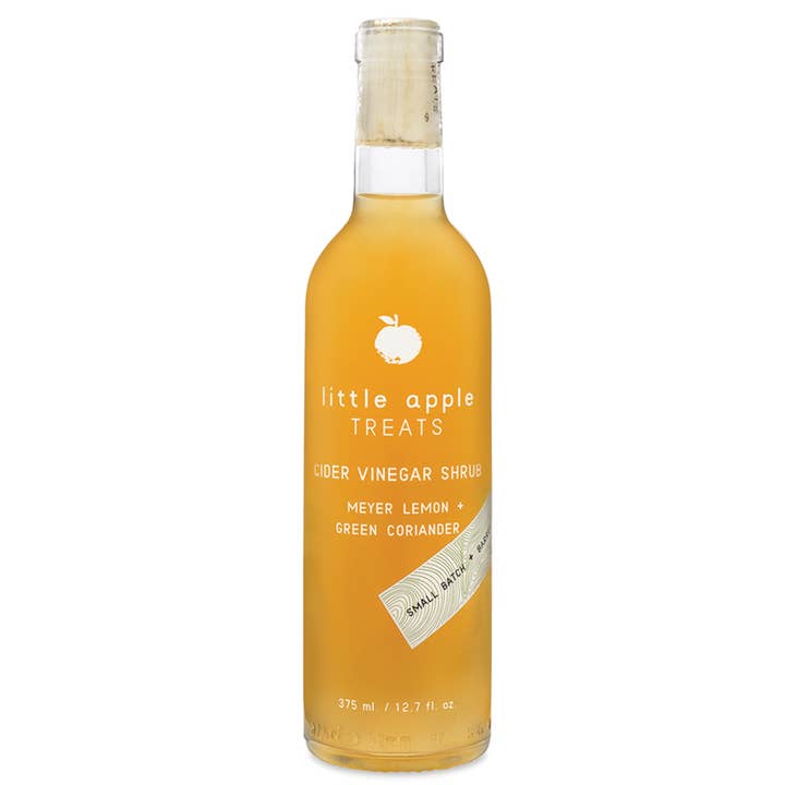 Meyer Lemon + Green Coriander Shrub—made with fresh fruit! for wholesale by Little Apple Treats
