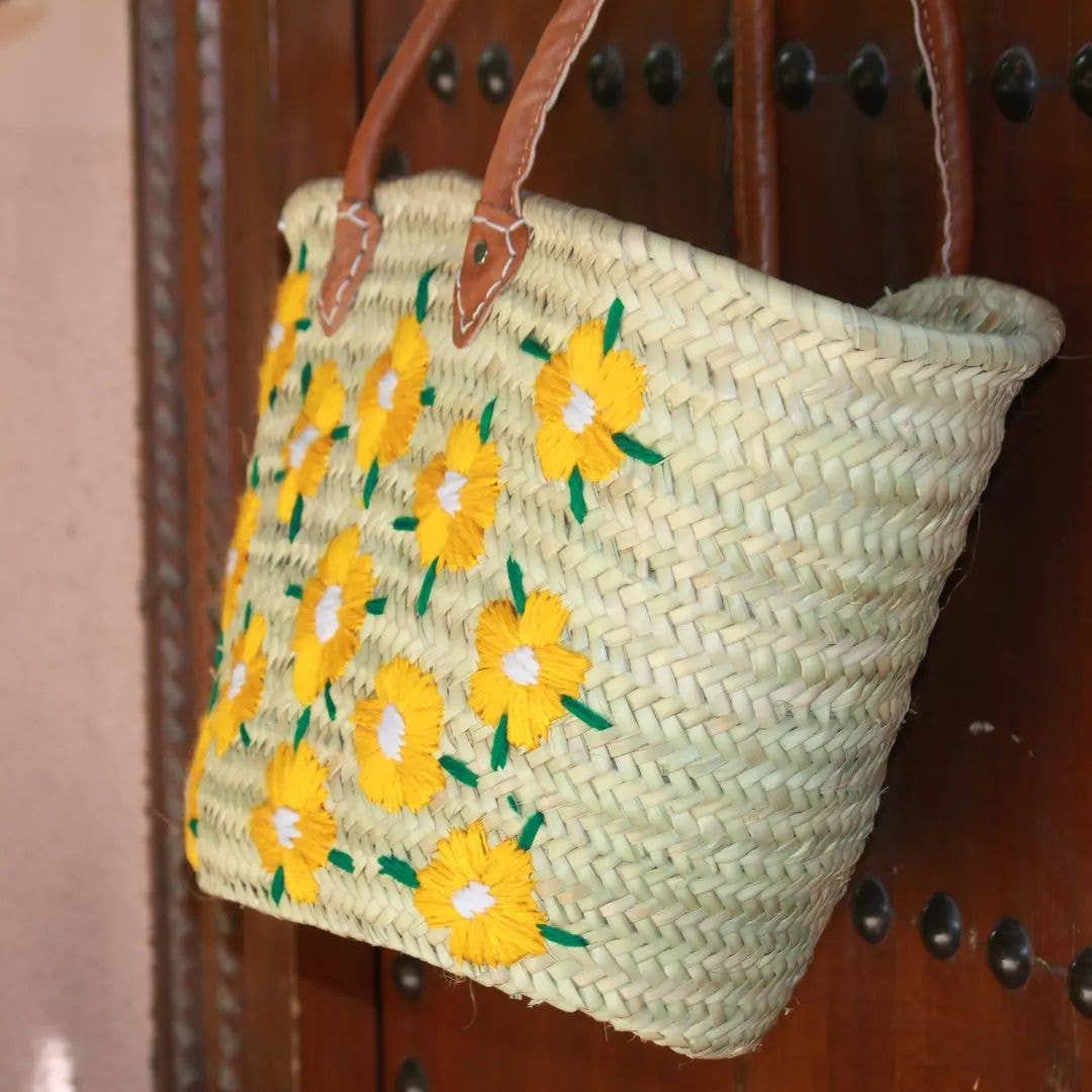 craftberber - Vendita all'ingrosso Borsa da spiaggia - Borsa da mercato francese, Borsa in paglia con manico in pelle, Borsa da spiaggia1