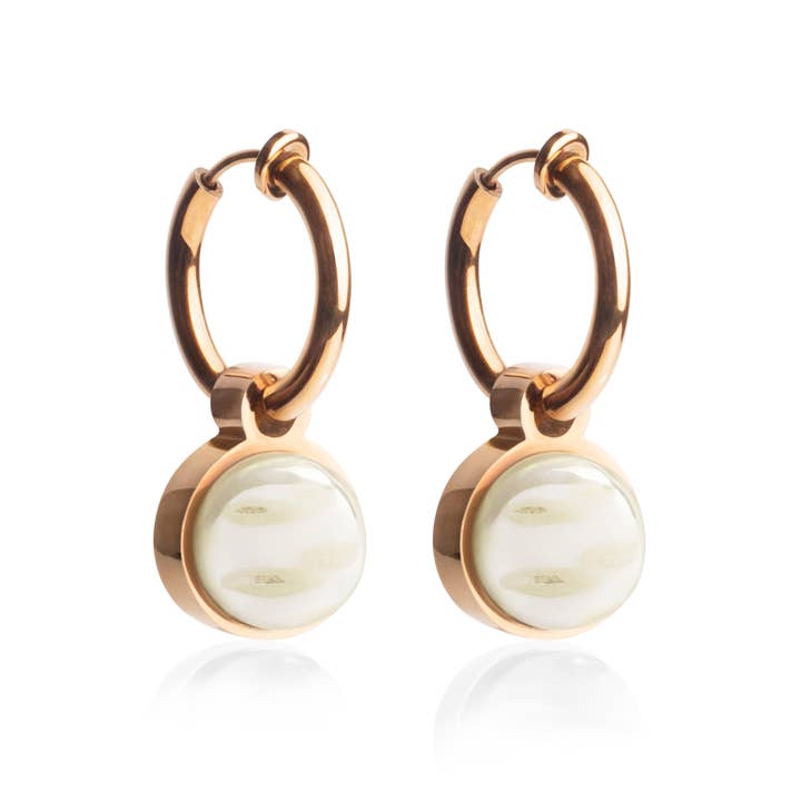 Orecchini a clip Mix & Match con pendente • rosé/bianco perla • 14mm per la vendita all'ingrosso da parte di ALEXASCHA