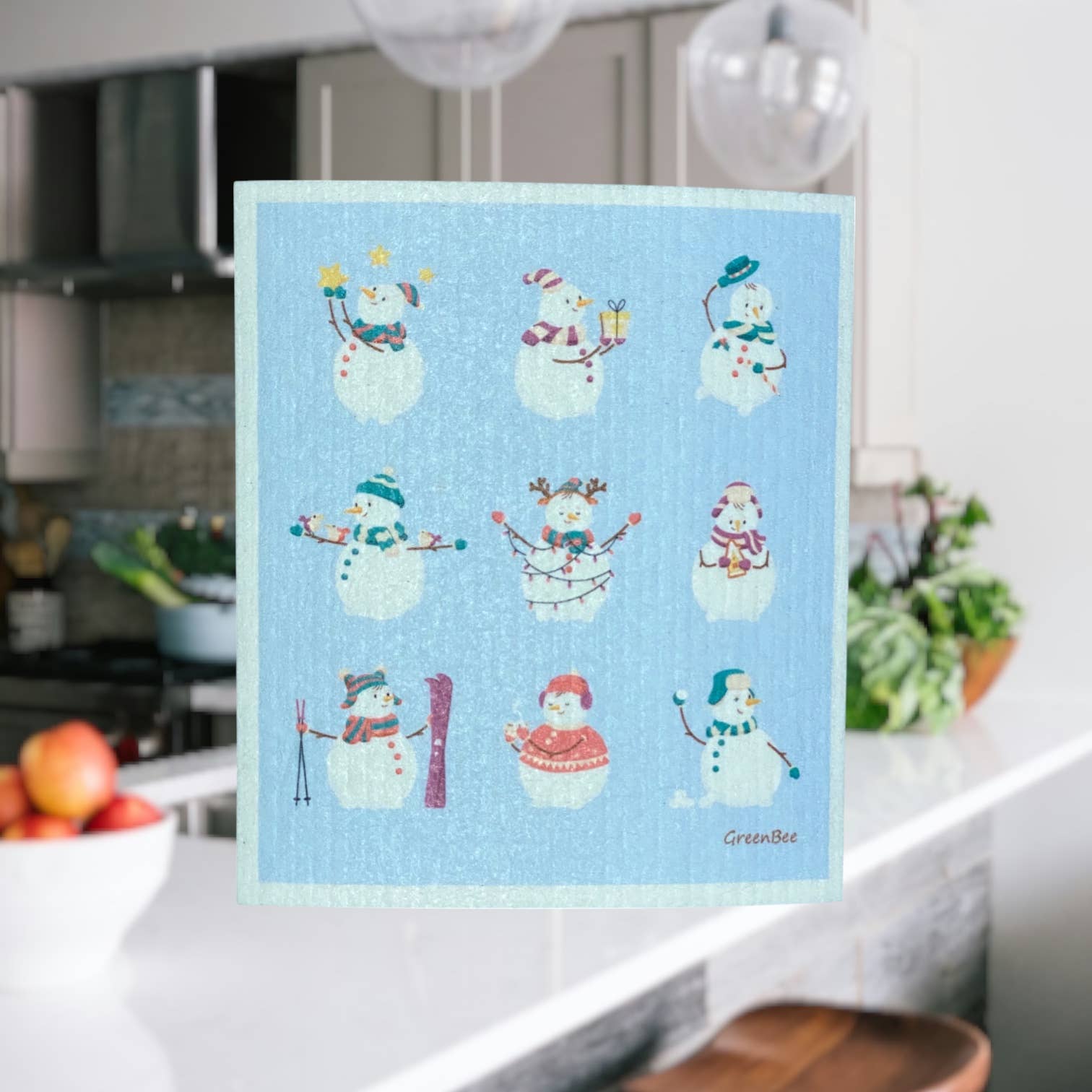 Green Bee Tea Towels - Wholesale Dishcloth - Christmas Snowmen Towel | Kitchen Cloth | Swedish Dish Cloth2