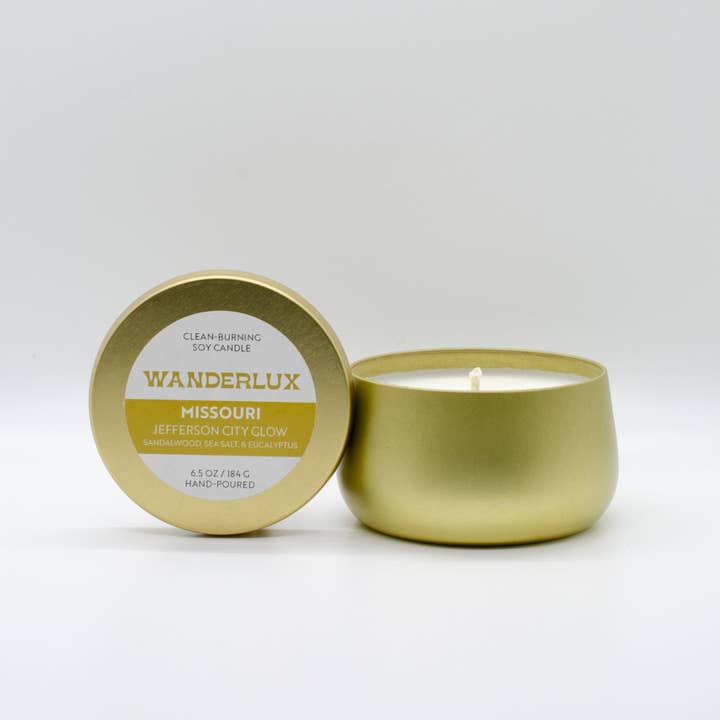 Wanderlux Missouri Jefferson City Glow 6,5 ounce sojalys for engroshandel hos Wanderlux Candles