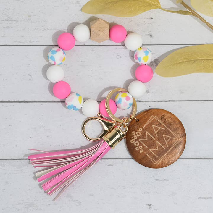 SoapElenGlen - Wholesale Keychain - Women's - Mama Silicone Bead Tassel Keychain, Mother’s Day Gift