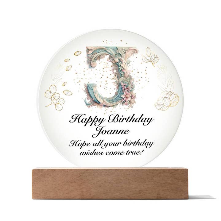 Happy Birthday Joanne v01 - Circle Acrylic Plaque for wholesale by Unique Gifts Store