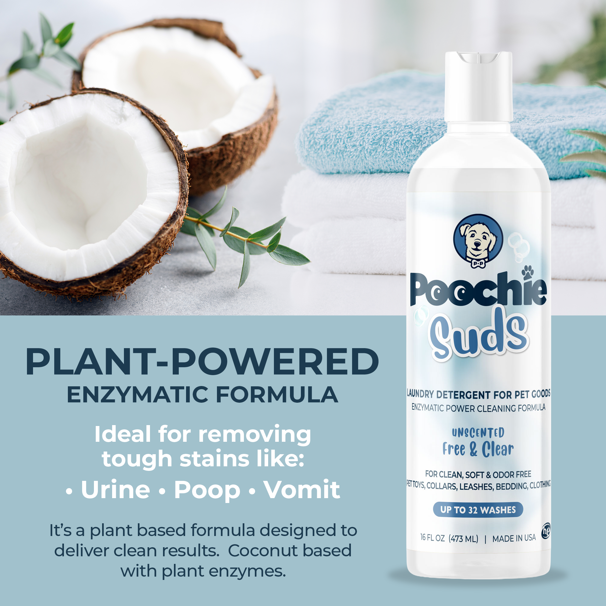 Poochie-Pets - Wholesale Pet Cleaning Supplies - Poochie Suds Pet Goods Laundry Detergent, Made in USA, 16oz7