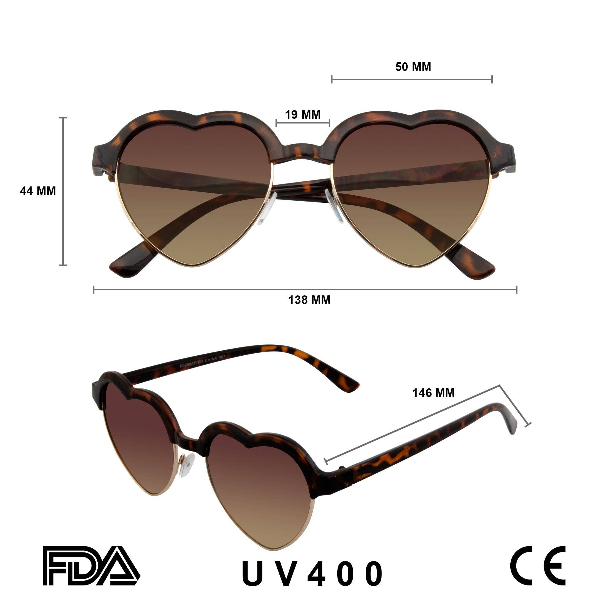 Emblem Eyewear - Wholesale Sunglasses - Women's - Cute Vintage Half Frame Inspired Heart Shape Sunglasses6