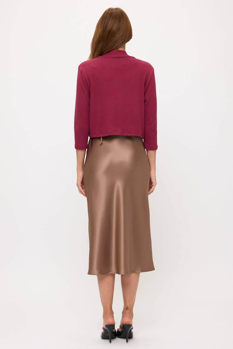 Burgundy Made in USA Brushed Knit Cashmere Like Bolero  for wholesale on Faire3