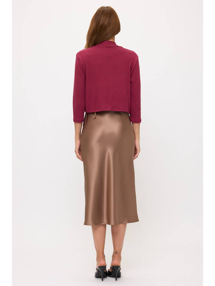 Burgundy Made in USA Brushed Knit Cashmere Like Bolero for wholesale on Faire3