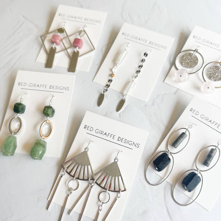 Red Giraffe Designs - Wholesale Dangle Earrings - Assorted Long Silver Earrings4