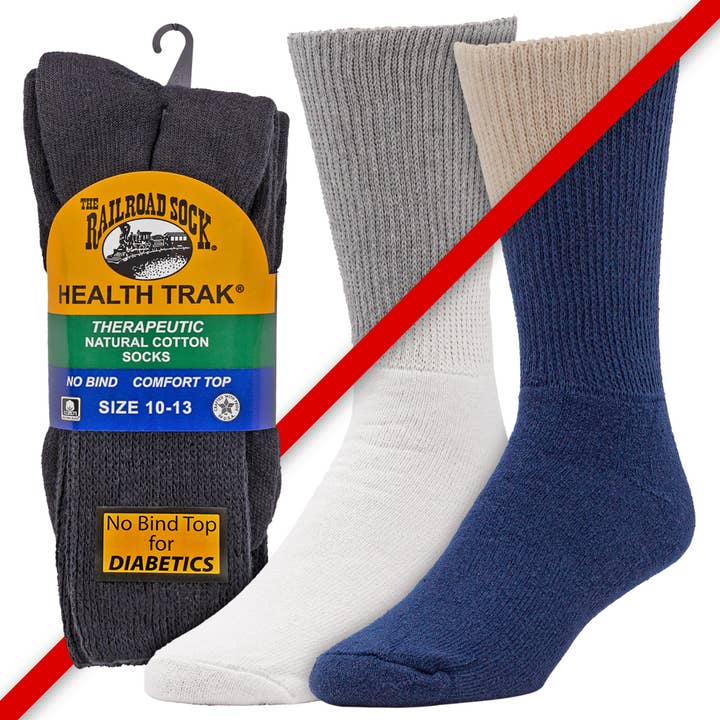 Men's HealthTrak® Therapeutic Crew Socks (2pr) for wholesale by Railroad Sock llc