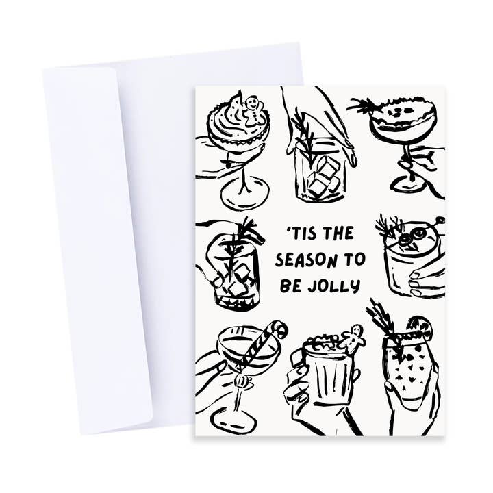 Jolly Christmas Cocktails-kort - Cocktails-julkort för wholesale av Popsy Press