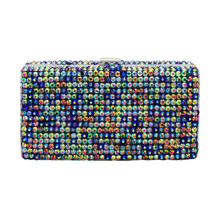 Studded Bling Rektangel Evening Clutch Crossbody taske for engroshandel hos Madeline Love