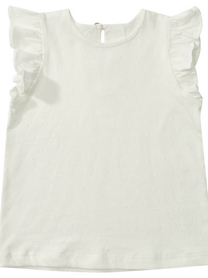 Edie Top mit Rüschen - Weiß für den Großhandel von Dotty Dungarees