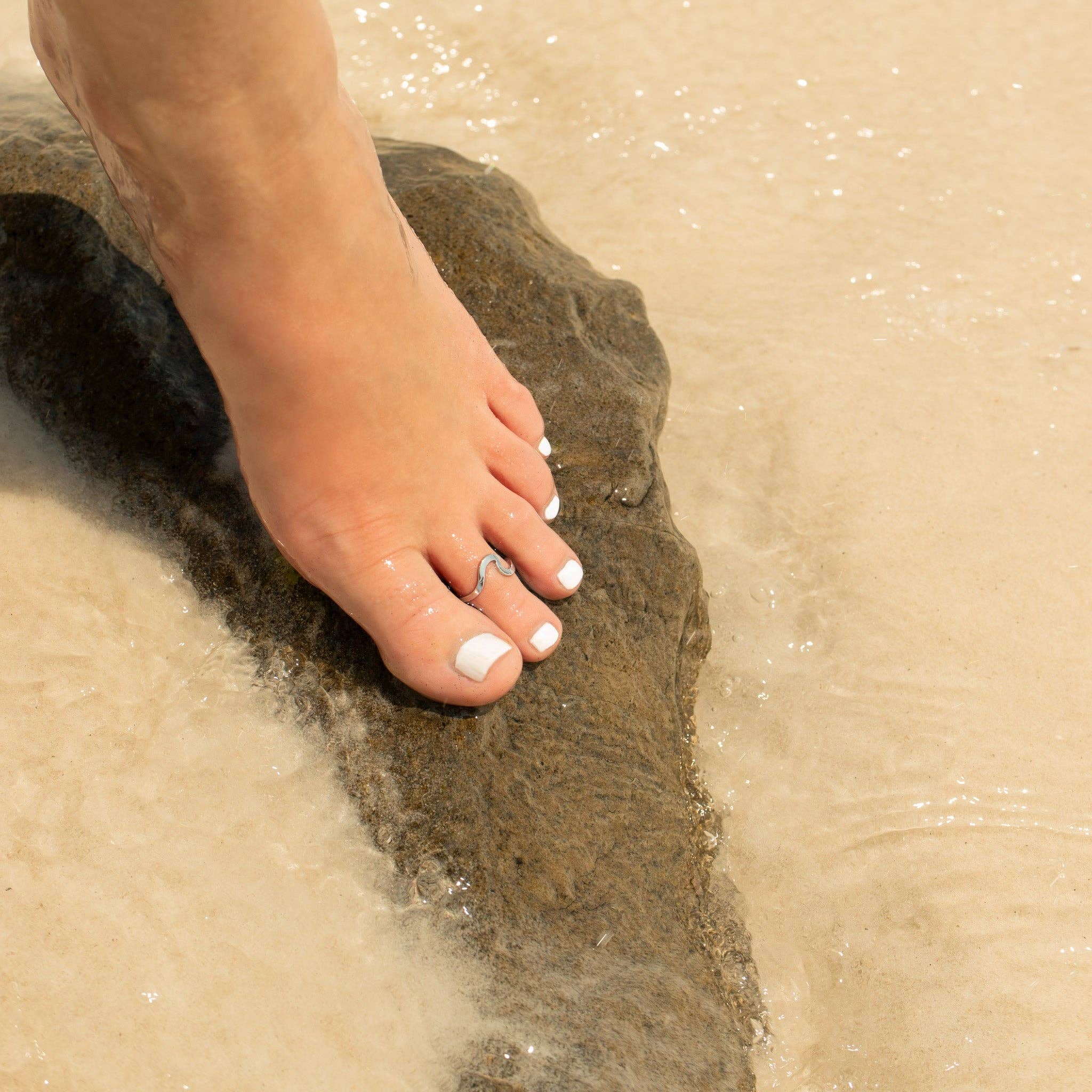 WJW - Wholesale Toe Ring - 18K Gold PVD Stainless Steel Adjustable Wave Toe Ring7